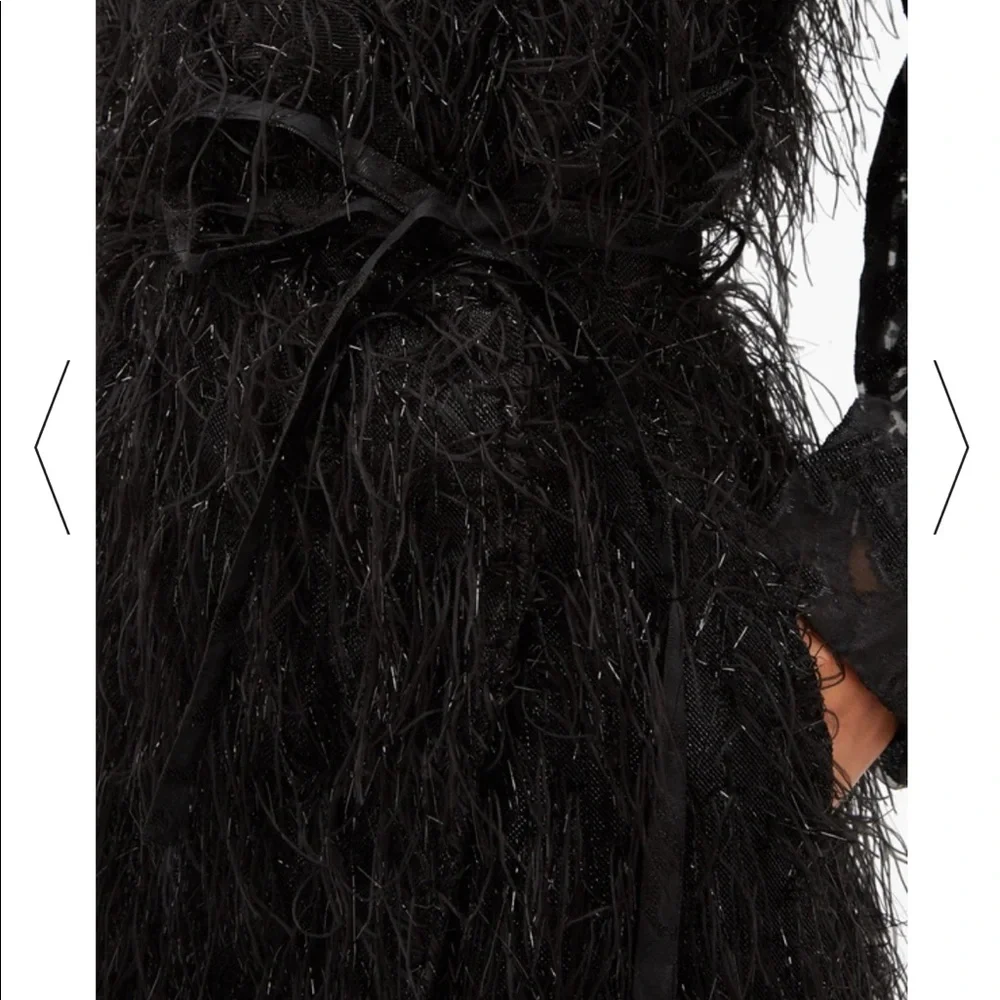 GANNI Feathered-Skirt Brocade-Organza CoatDress - Picture 6 of 9